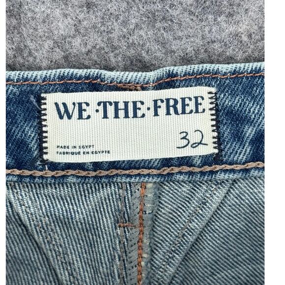 Free People We the Free Olsen Cuffed Barrel Jeans Blue Size 32 - Picture 4 of 5